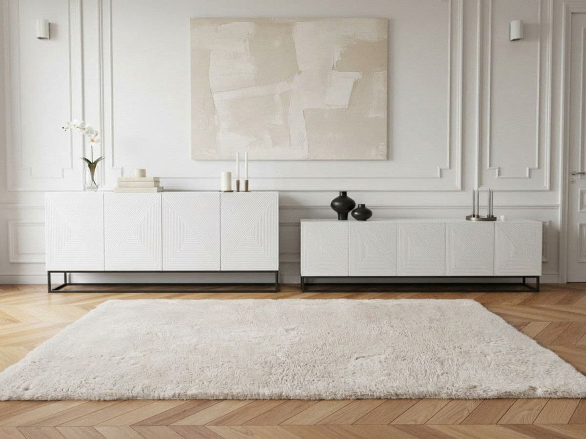 Ensemble ALICE avec Meuble TV 200 cm + Buffet 4 portes 200 cm pieds métal blanc — vue 4