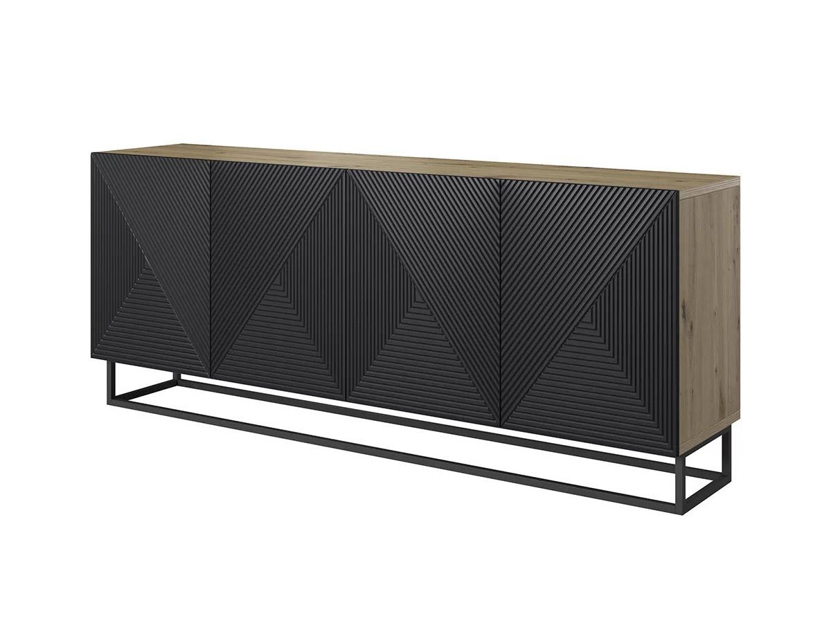 Ensemble ALICE avec Meuble TV 200 cm + Buffet 4 portes 200 cm pieds métal