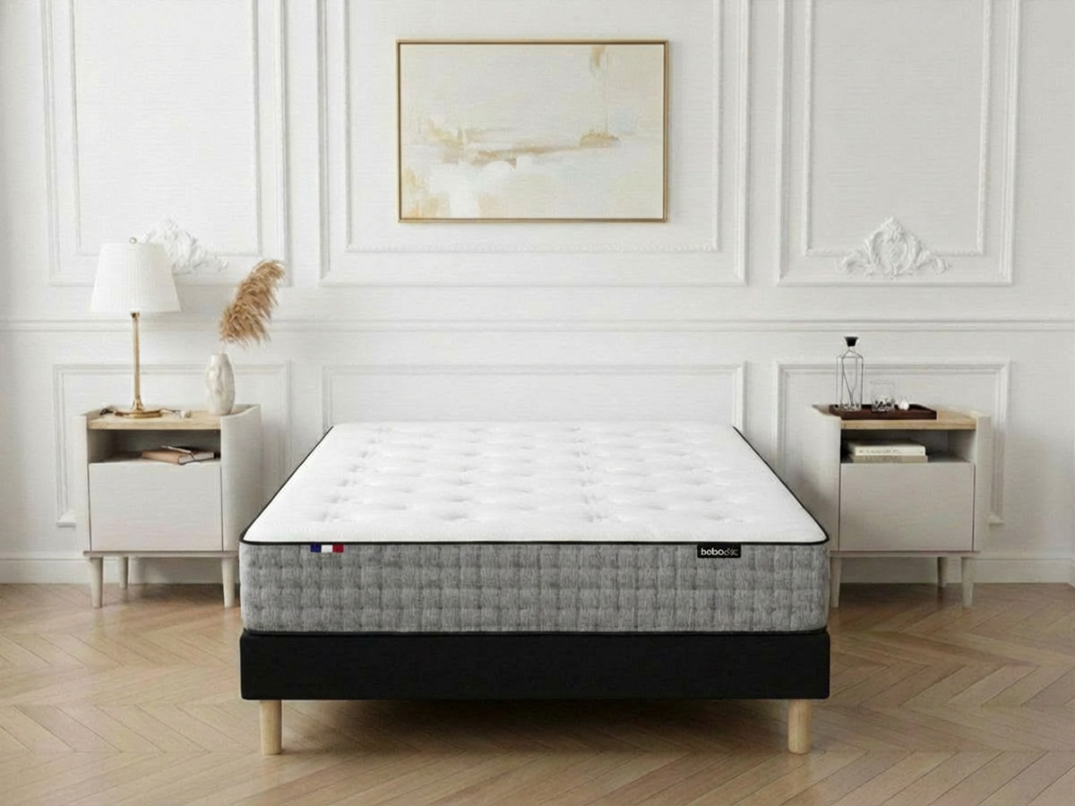 Ensemble matelas SUZANNE 30 cm 672 ressorts ensachés 7 zones + sommier tapissier + pieds — vue 4