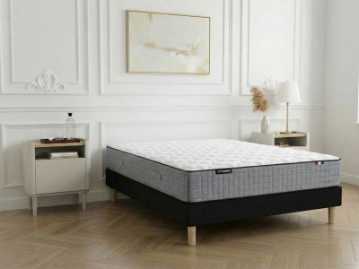 Ensemble matelas APOLLINE 24 cm 638 ressorts ensachés + sommier tapissier + pieds