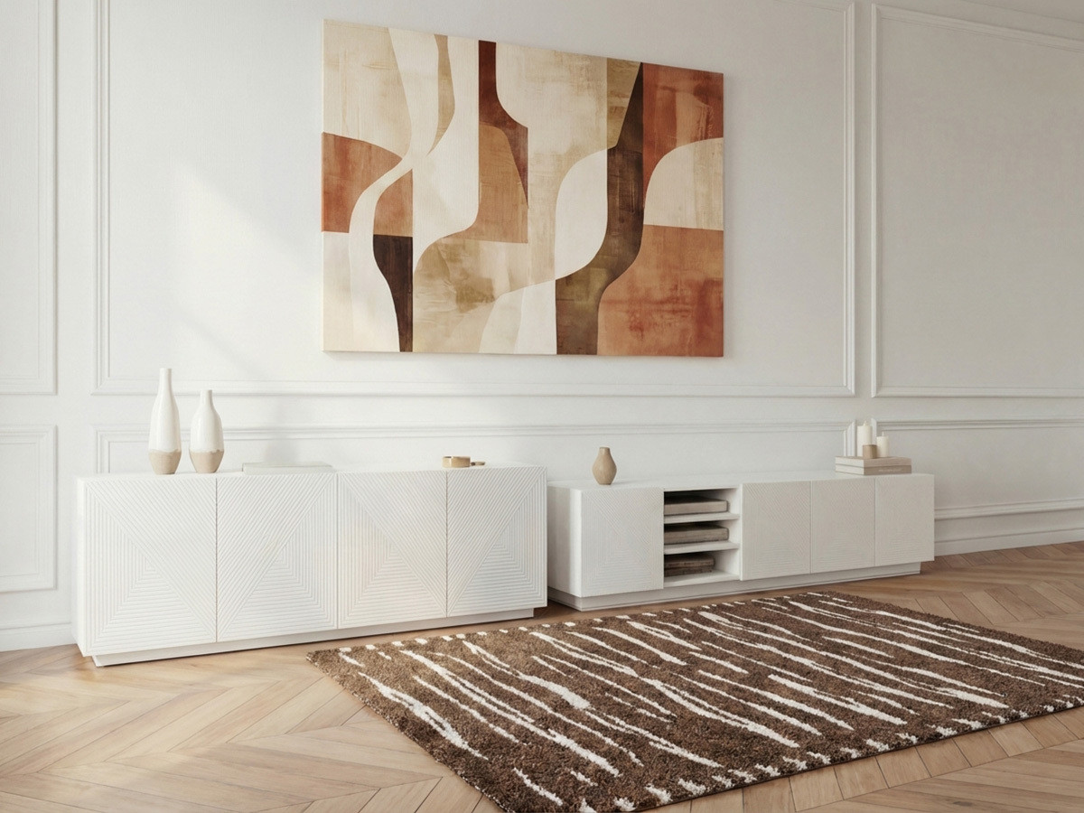 Ensemble ALICE avec Meuble TV avec niche 200 cm + Buffet 4 portes 200 cm blanc — vue 5