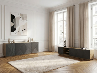 Ensemble ALICE avec Meuble TV avec niche 200 cm + Buffet 4 portes 200 cm