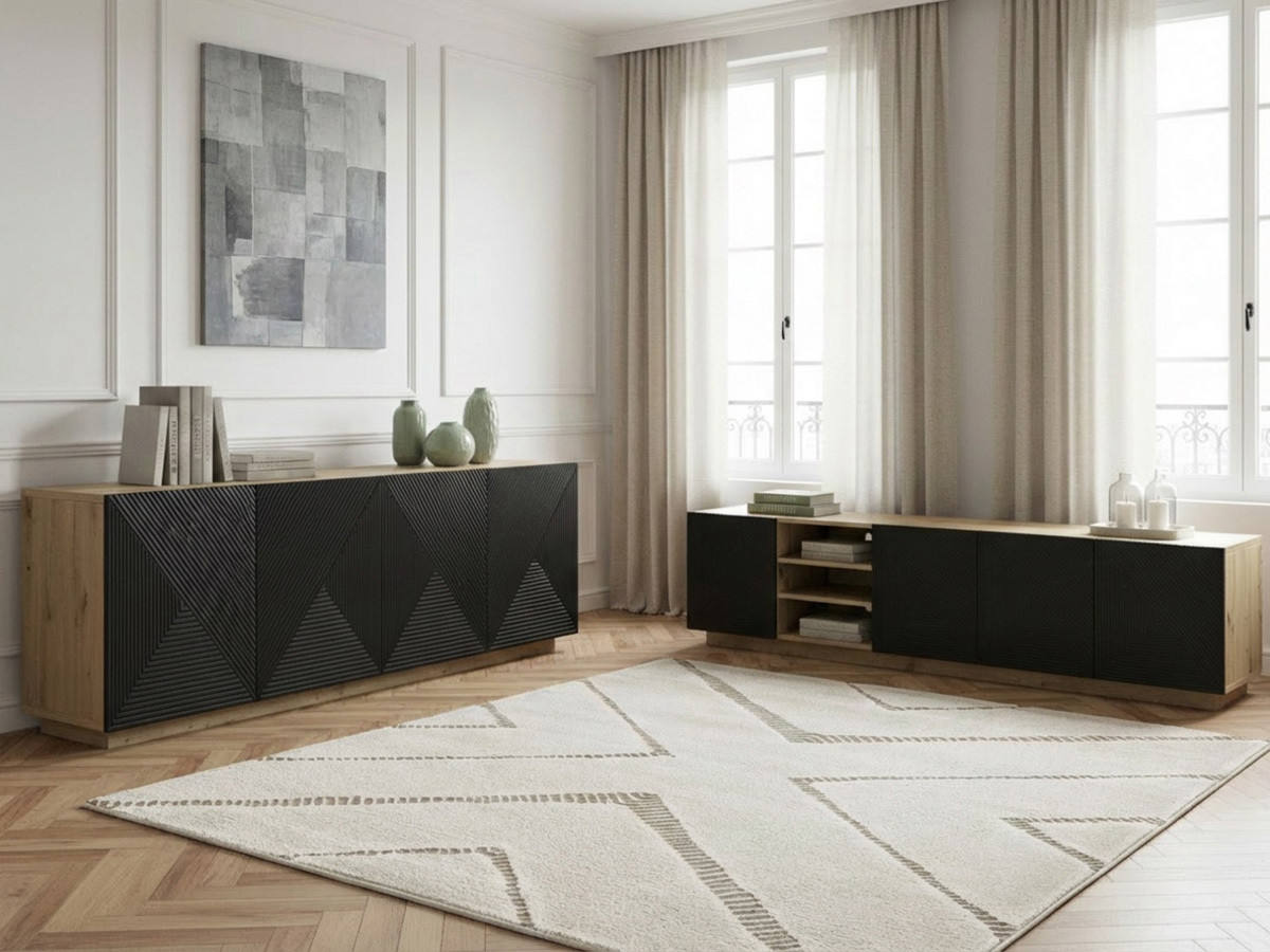 Ensemble ALICE avec Meuble TV avec niche 200 cm + Buffet 4 portes 200 cm