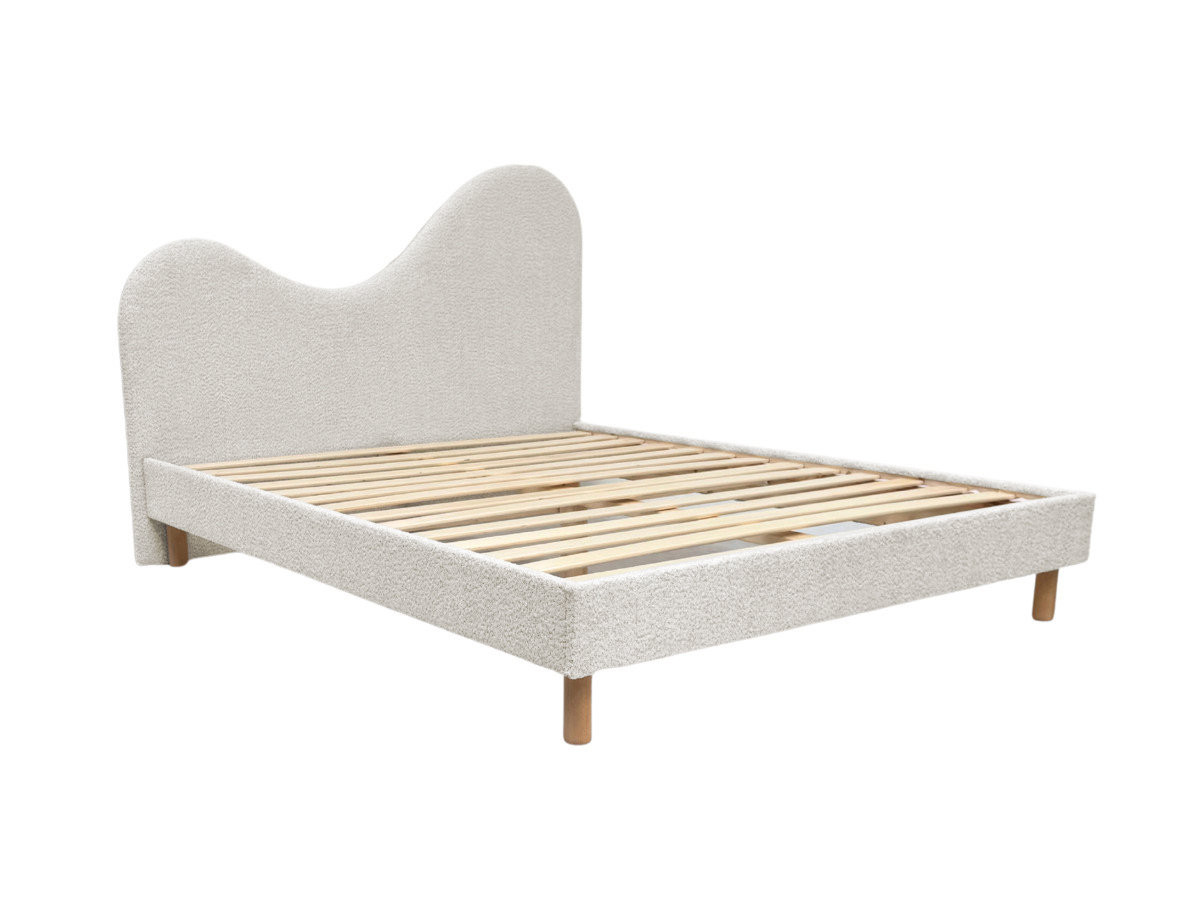 Lit CELINA tissu bouclette avec lattes massives