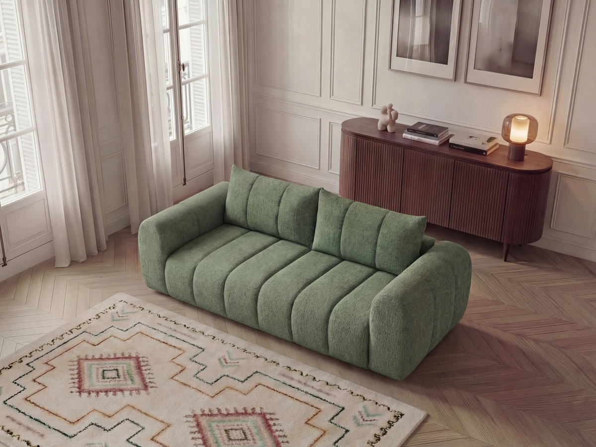 Canapé droit 3 places NESTY chiné vert clair — vue 5