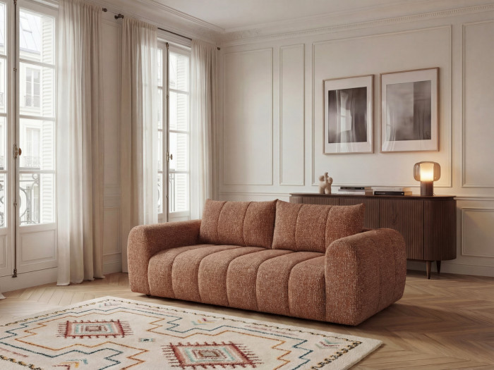 Canapé droit fixe 3 places NESTY tissu chiné