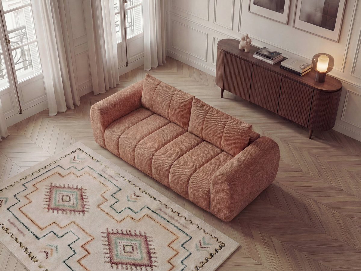 Canapé droit 3 places NESTY chiné orange — vue 5