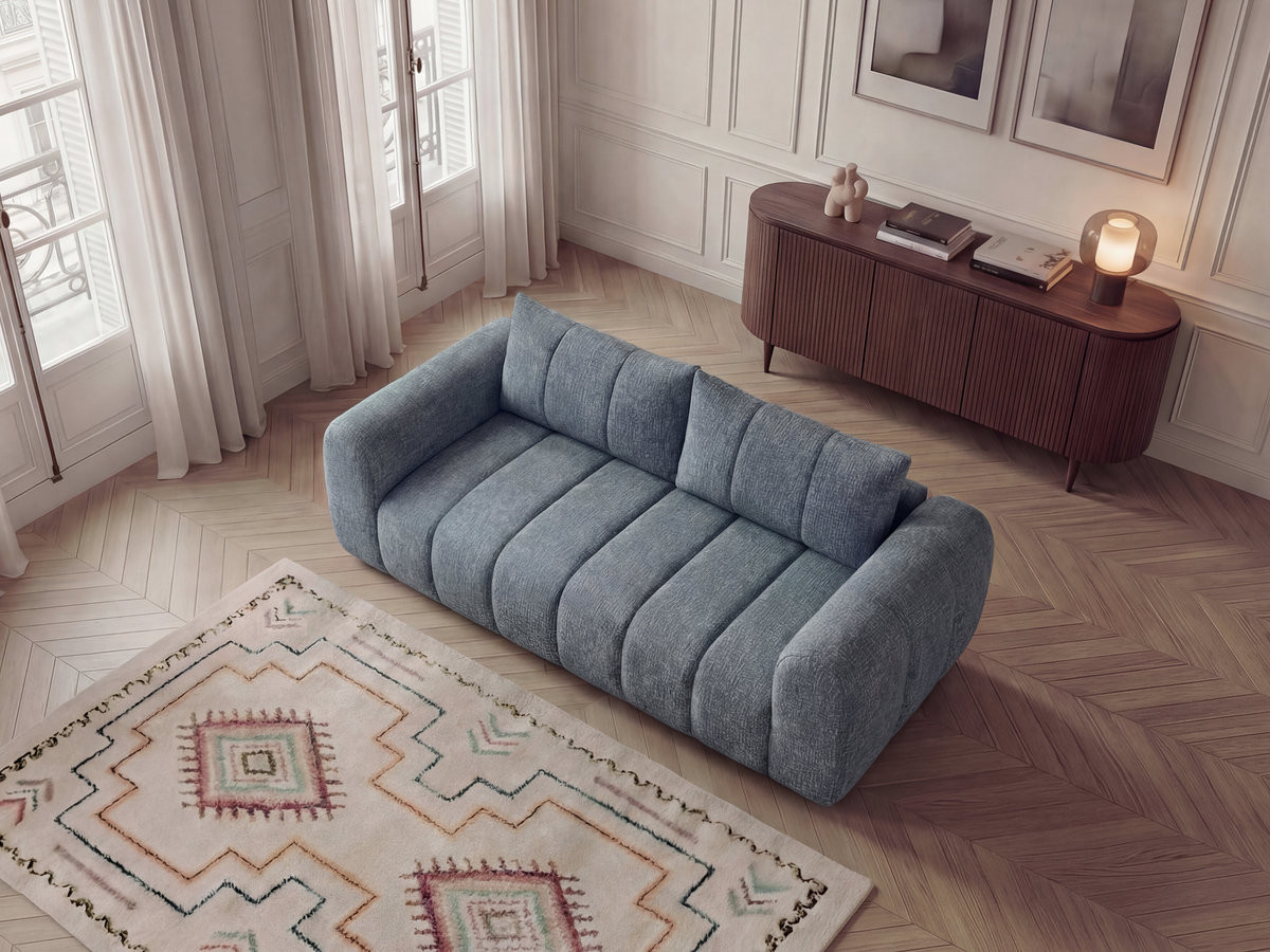Canapé droit 3 places NESTY chiné bleu — vue 5