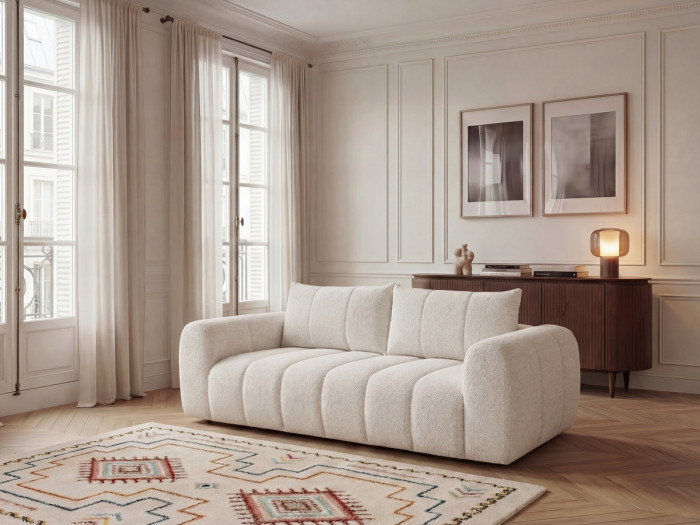 Canapé droit fixe 3 places NESTY tissu chiné