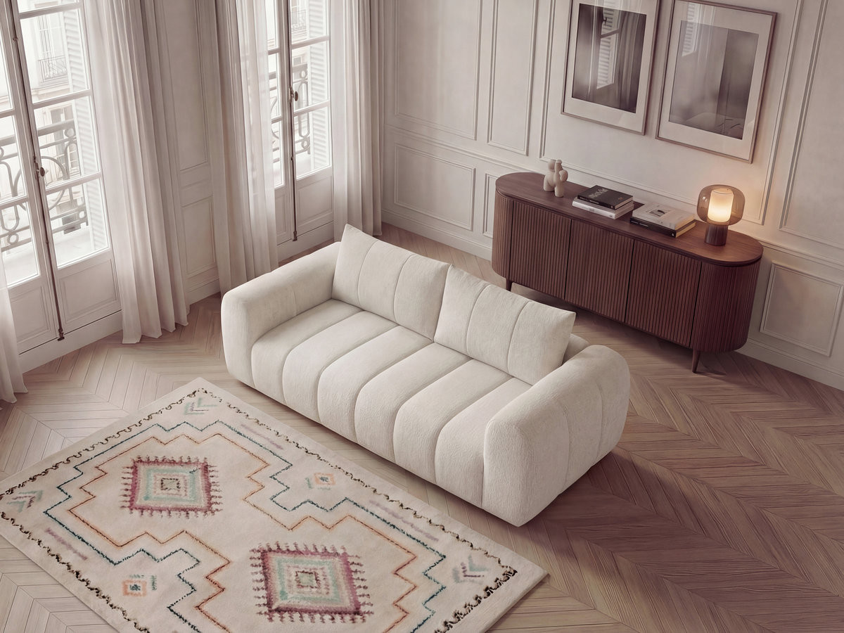 Canapé droit 3 places NESTY chiné beige — vue 5