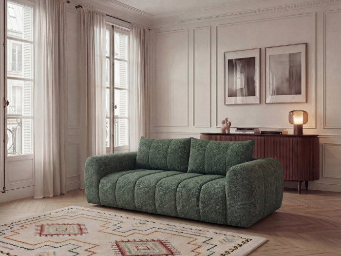 Canapé droit fixe 3 places NESTY tissu chiné