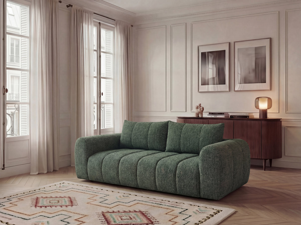 Canapé droit fixe 3 places NESTY tissu chiné