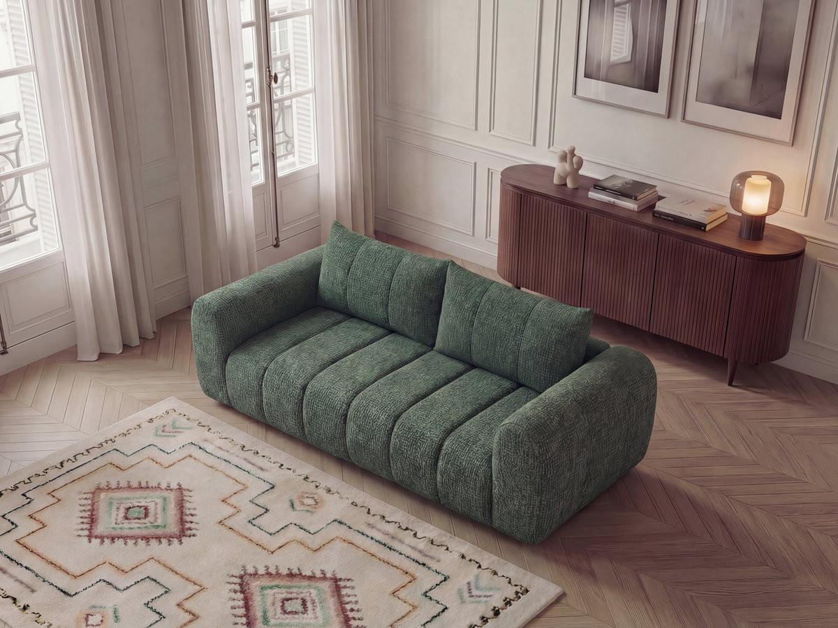 Canapé droit 3 places NESTY chiné vert foncé — vue 5