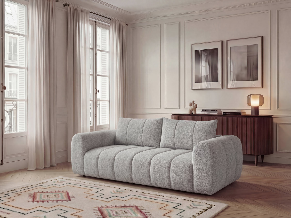 Canapé droit fixe 3 places NESTY tissu chiné