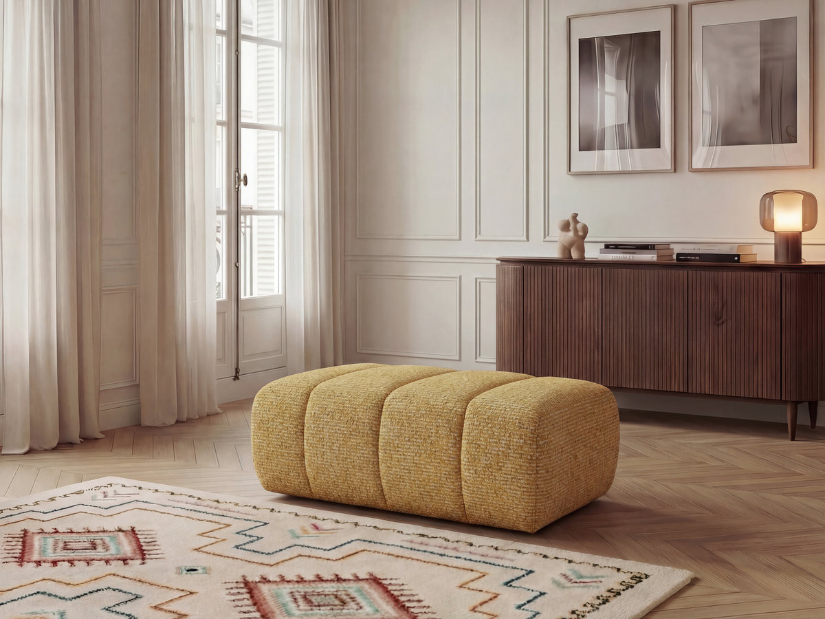 Pouf NESTY chiné jaune