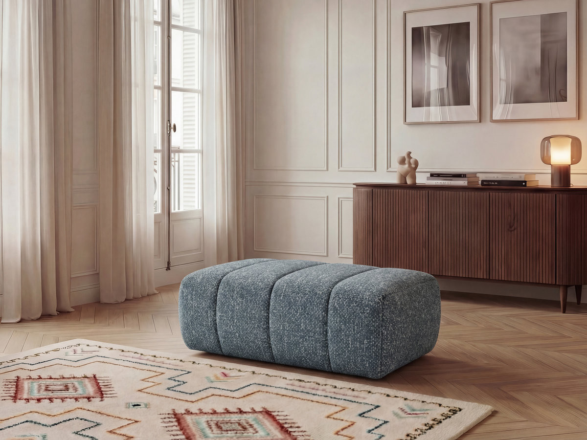 Pouf NESTY chiné bleu