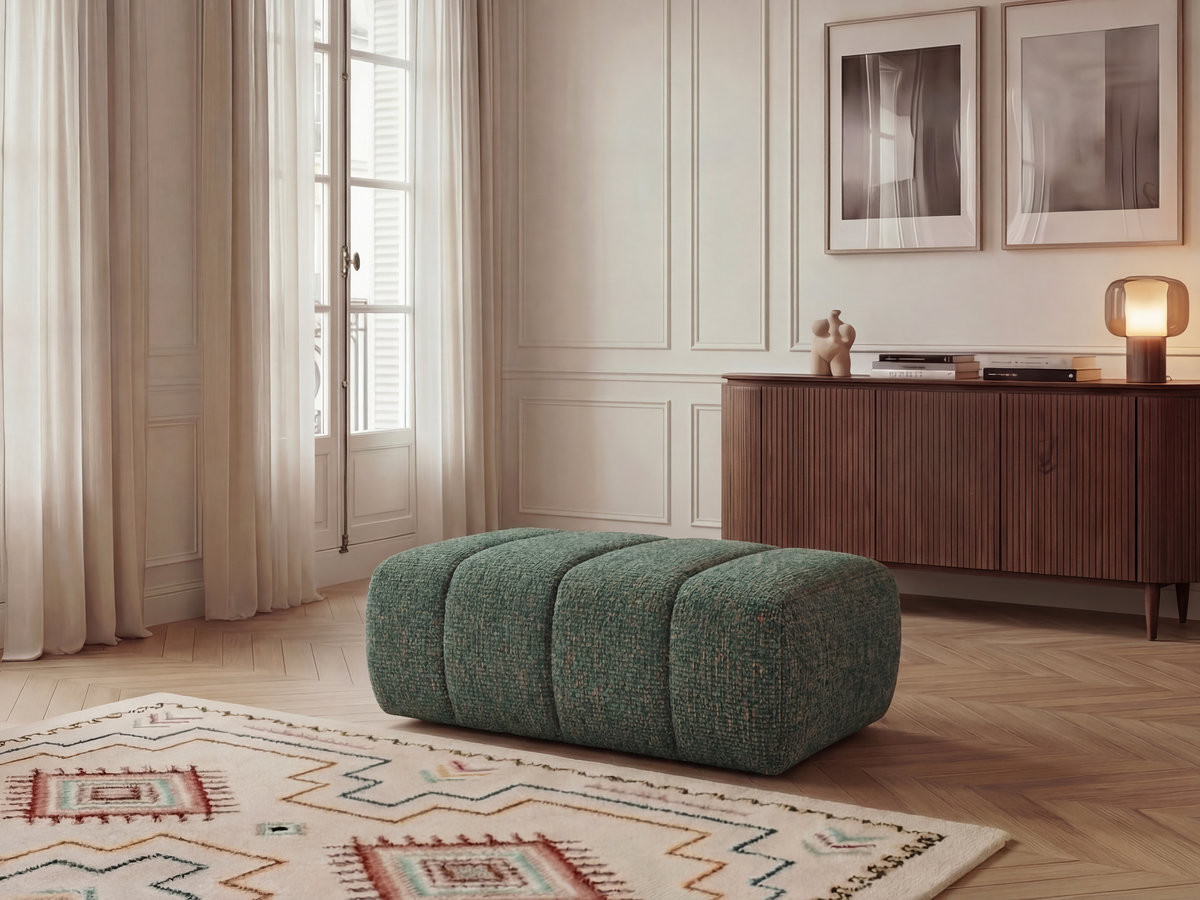 Pouf NESTY chiné vert foncé