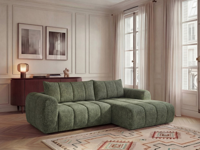 Canapé d'angle fixe NESTY tissu chiné