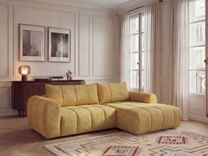 Canapé d'angle fixe NESTY tissu chiné