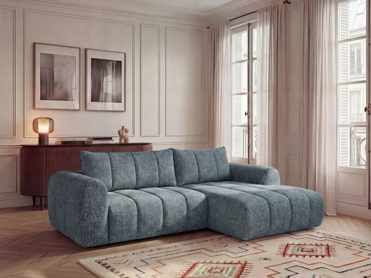 Canapé d'angle NESTY chiné bleu