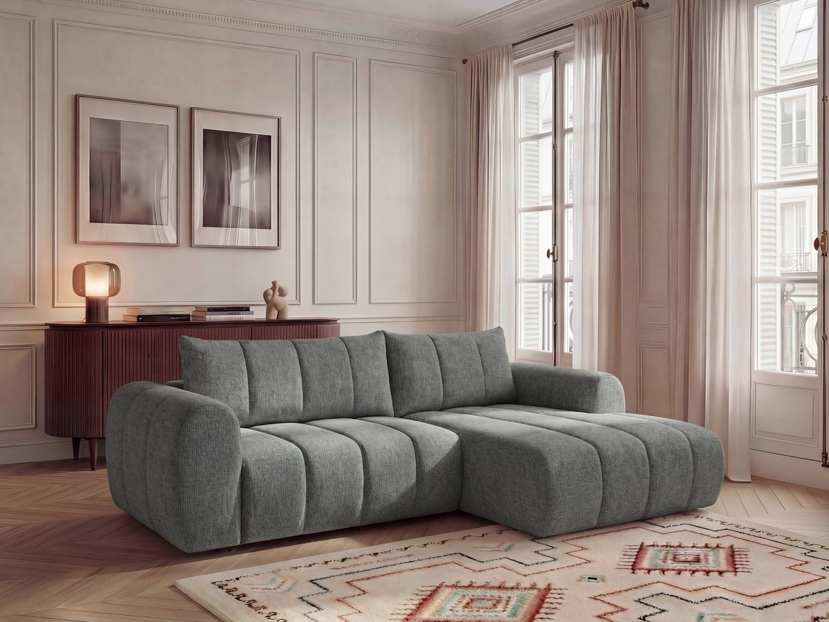 Canapé d'angle NESTY chiné gris foncé