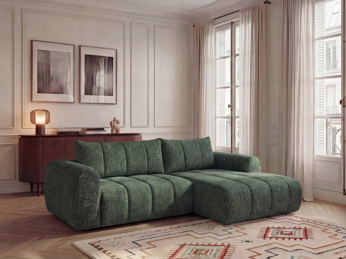 Canapé d'angle NESTY chiné vert foncé