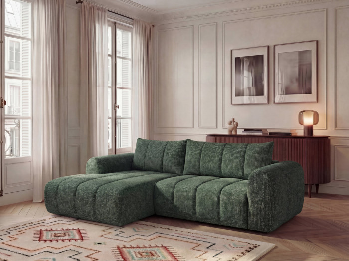 Canapé d'angle fixe NESTY tissu chiné