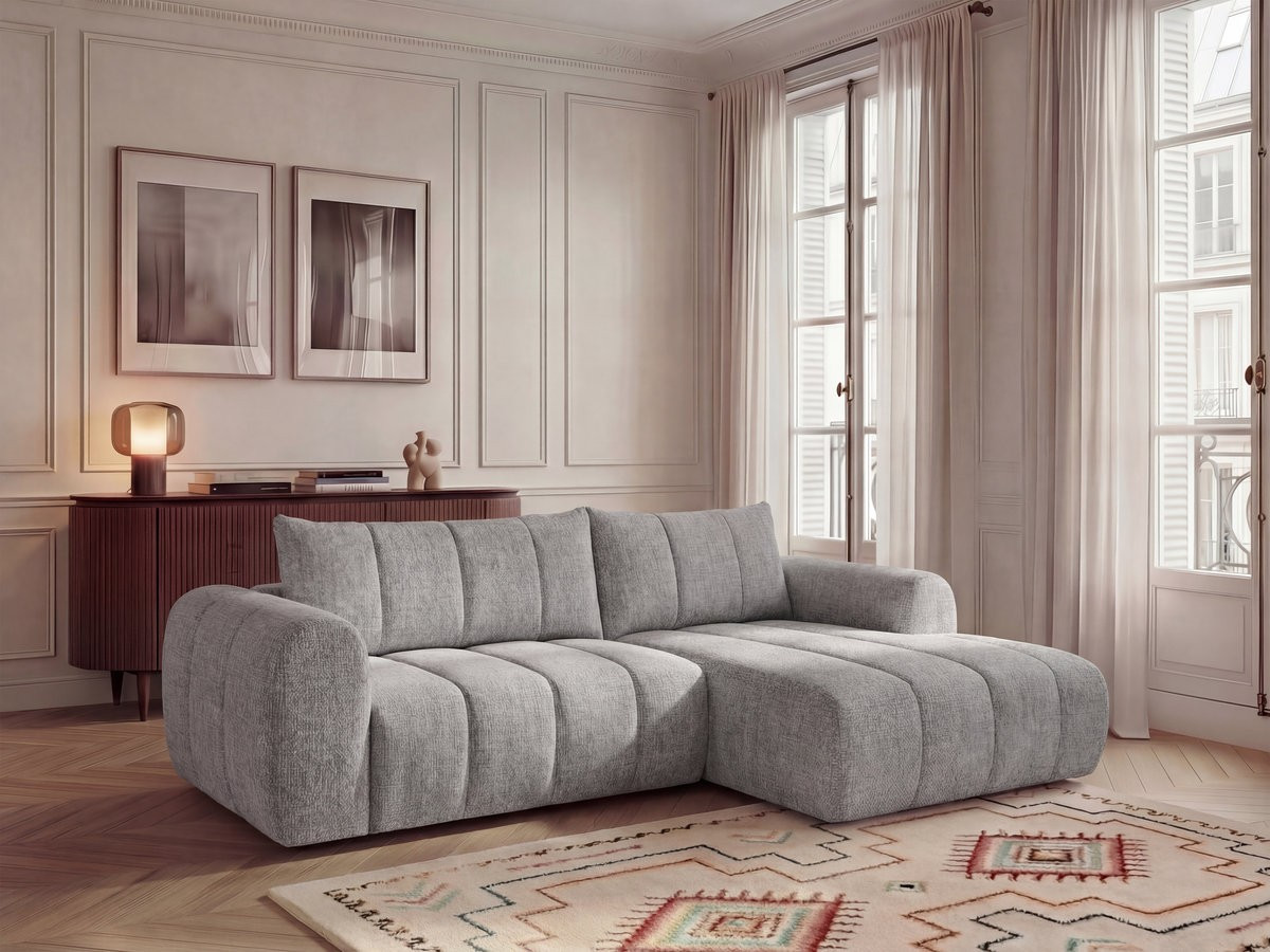 Canapé d'angle NESTY chiné gris clair