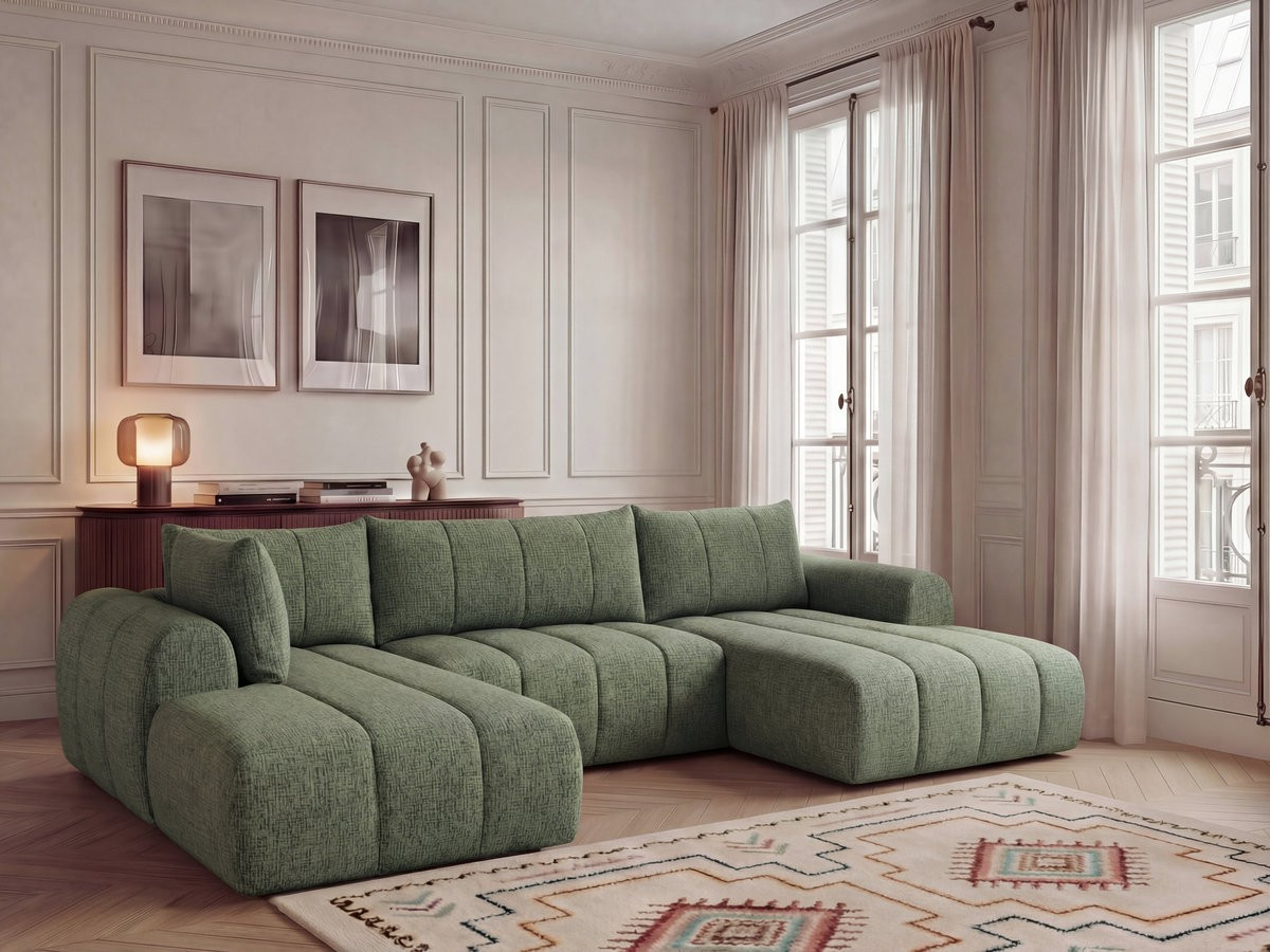 Canapé panoramique NESTY chiné vert clair