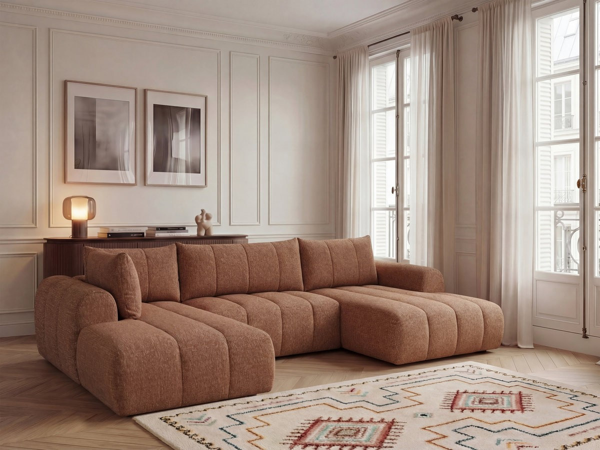 Canapé panoramique fixe NESTY tissu chiné