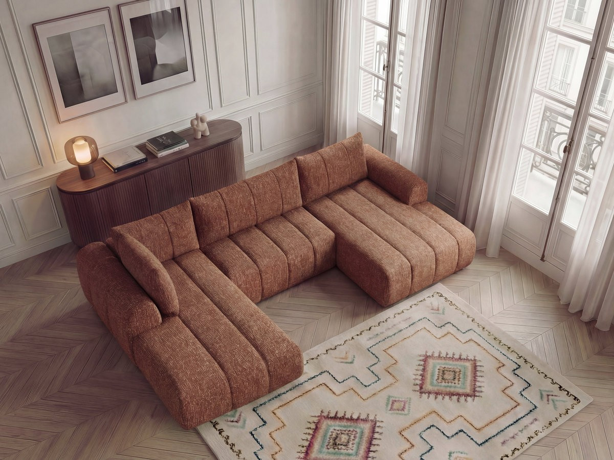 Canapé panoramique fixe NESTY tissu chiné