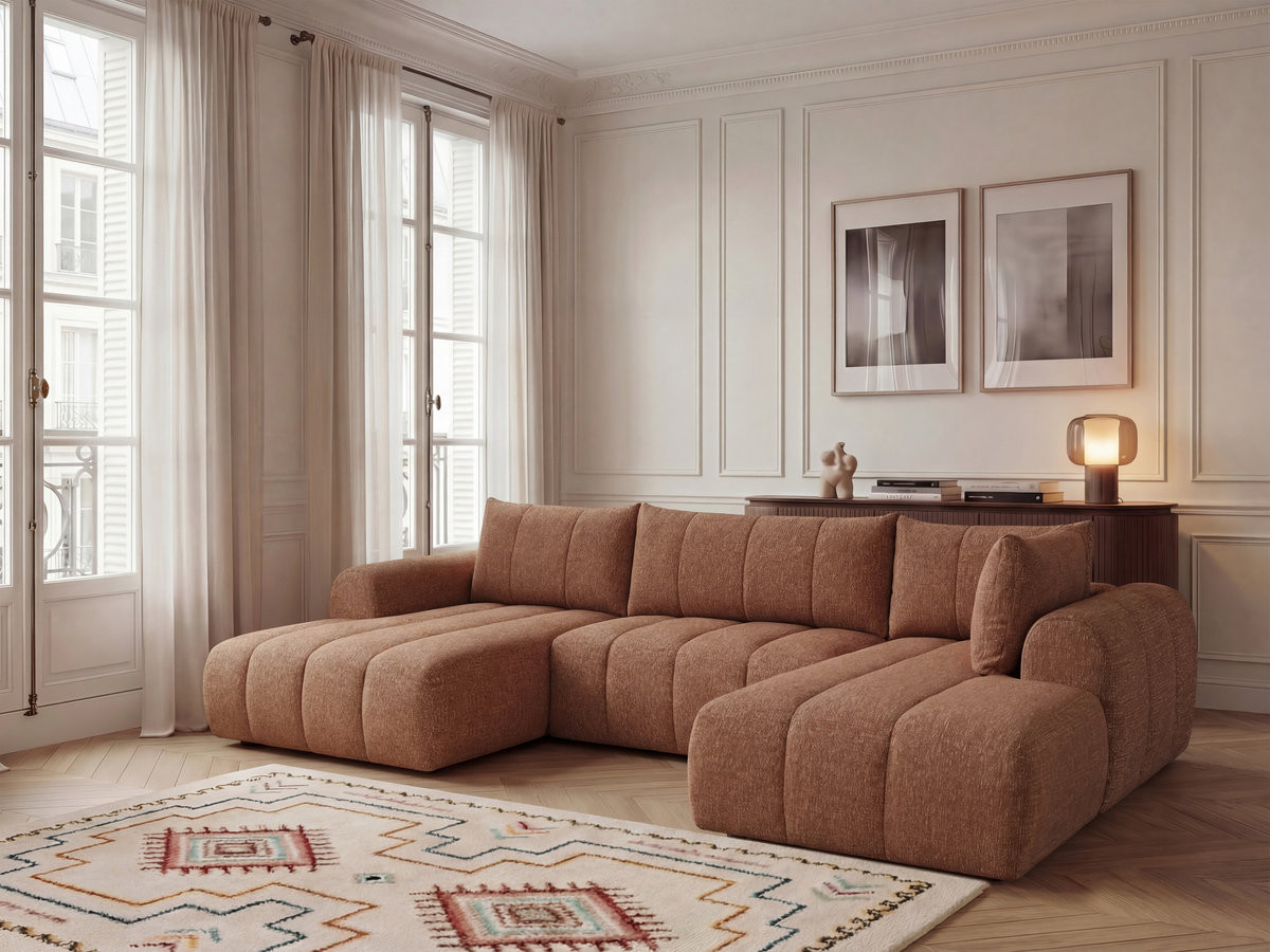 Canapé panoramique fixe NESTY tissu chiné