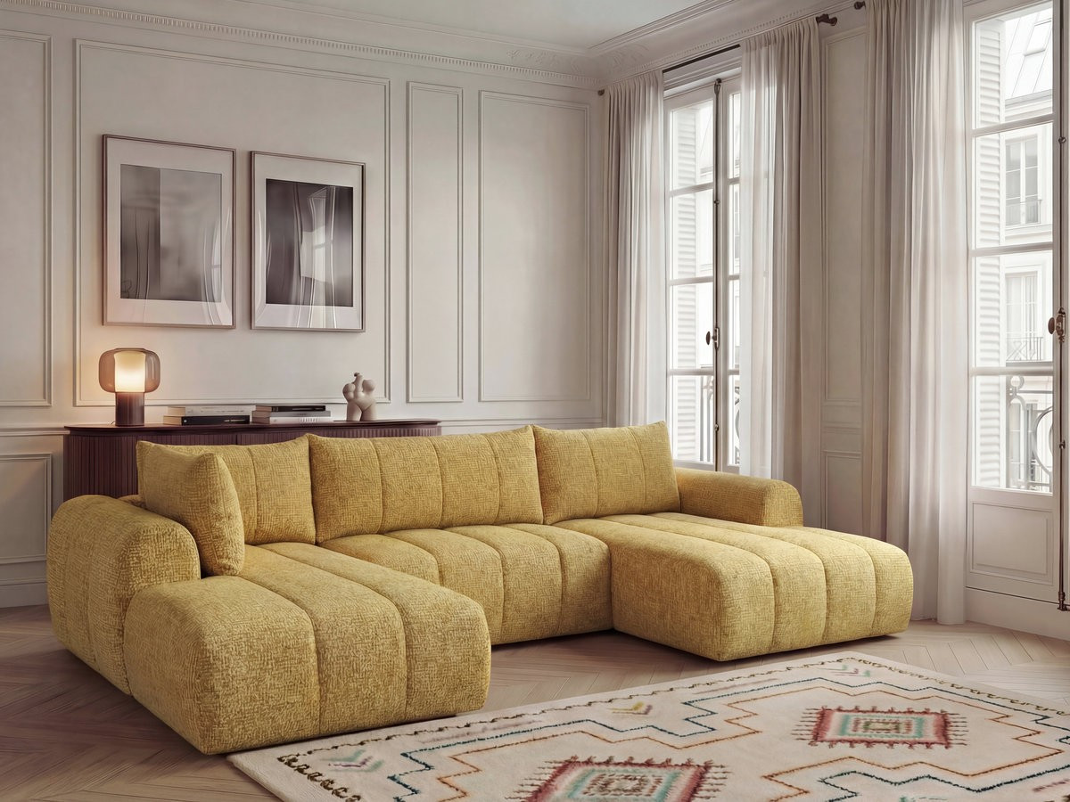 Canapé panoramique NESTY chiné jaune