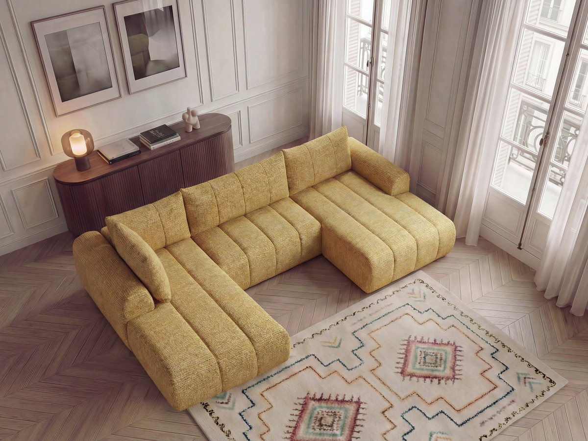 Canapé panoramique fixe NESTY tissu chiné