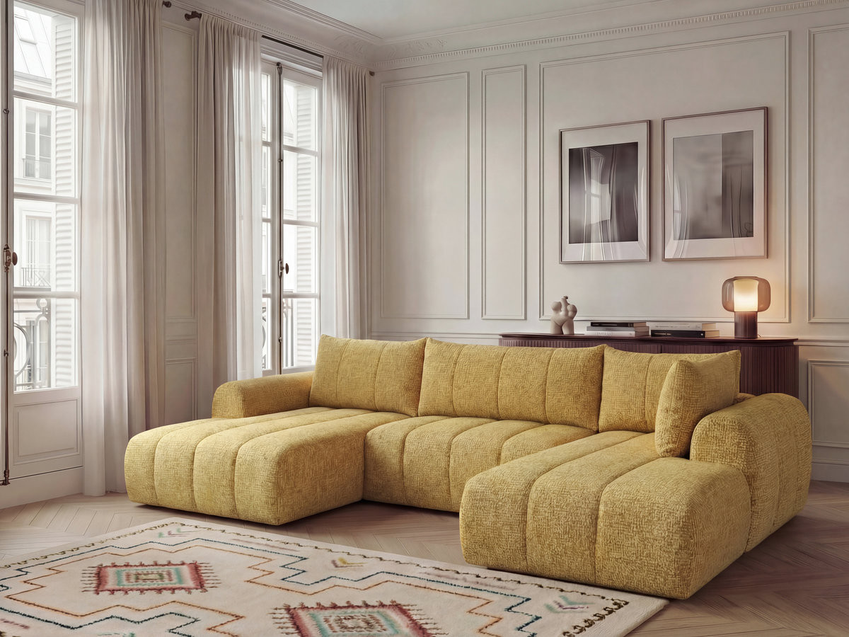 Canapé panoramique fixe NESTY tissu chiné