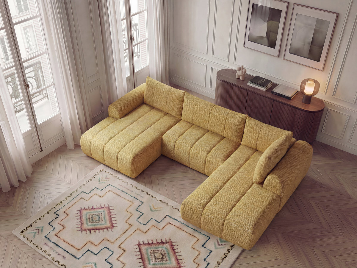 Canapé panoramique fixe NESTY tissu chiné