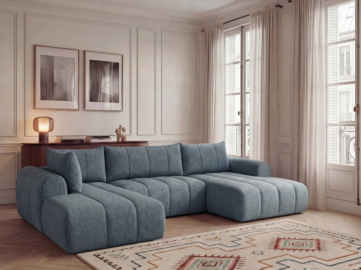 Canapé panoramique NESTY chiné bleu