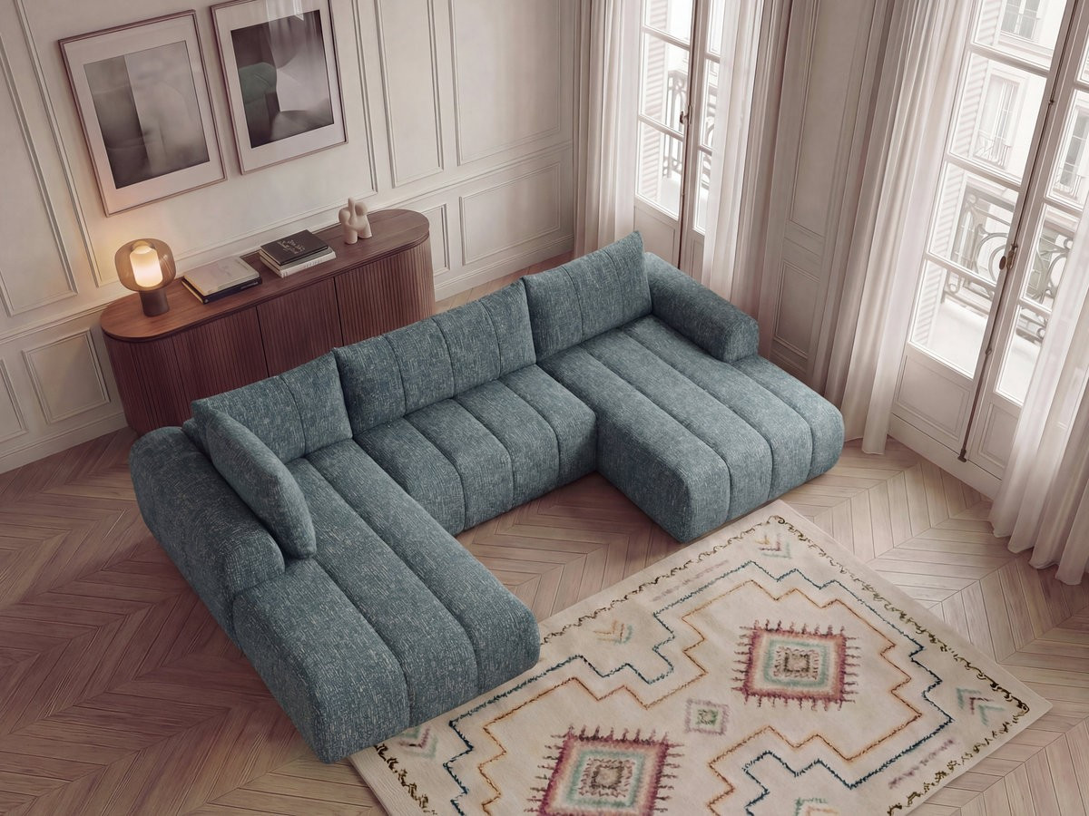 Canapé panoramique fixe NESTY tissu chiné