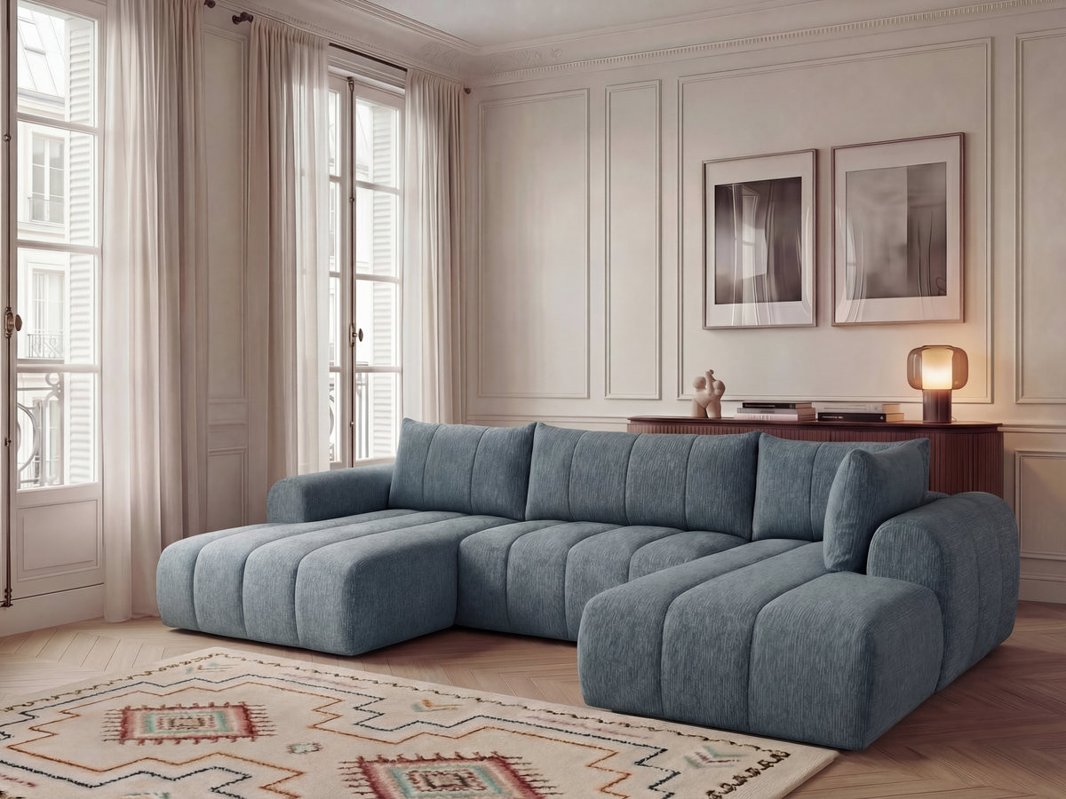 Canapé panoramique fixe NESTY tissu chiné