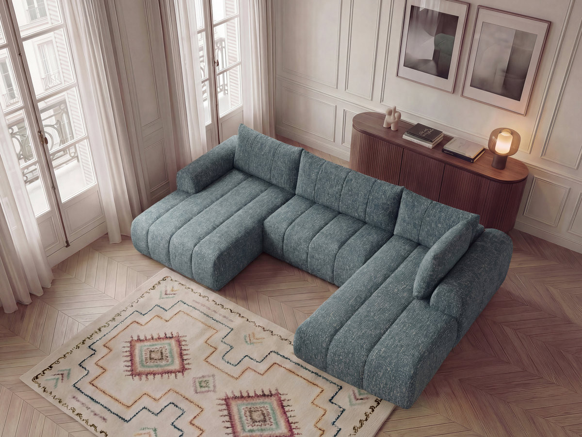 Canapé panoramique fixe NESTY tissu chiné