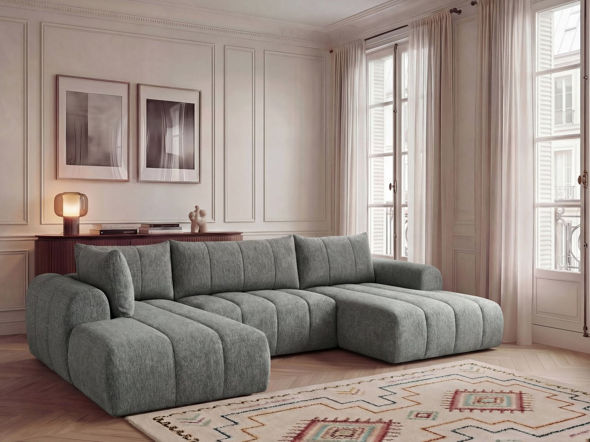 Canapé panoramique fixe NESTY tissu chiné