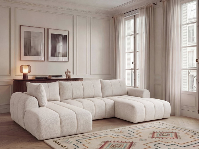 Canapé panoramique fixe NESTY tissu chiné