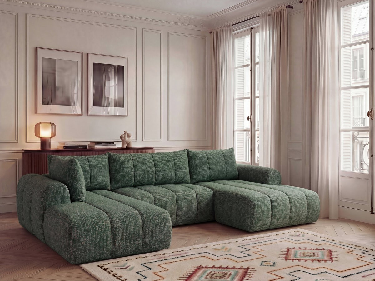 Canapé panoramique fixe NESTY tissu chiné