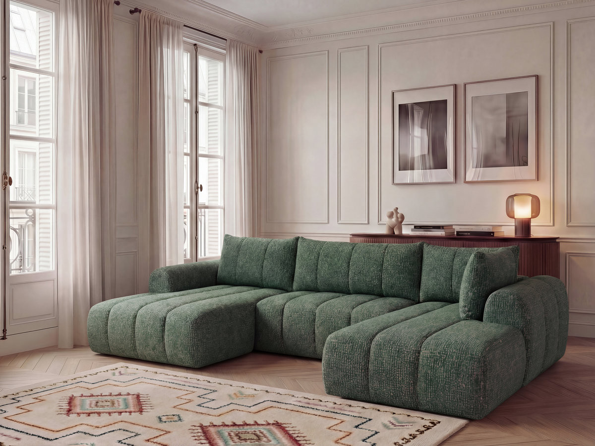 Canapé panoramique fixe NESTY tissu chiné