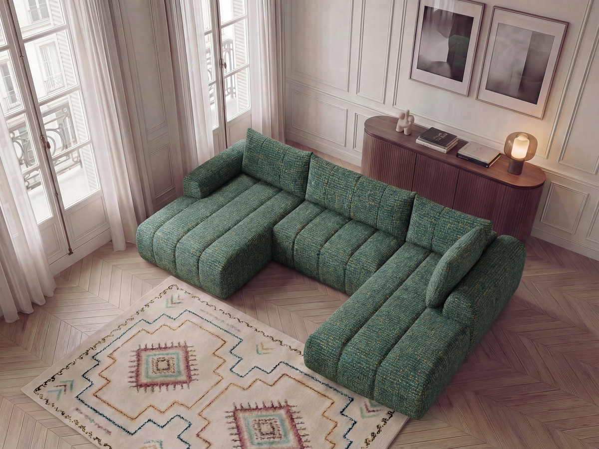 Canapé panoramique fixe NESTY tissu chiné