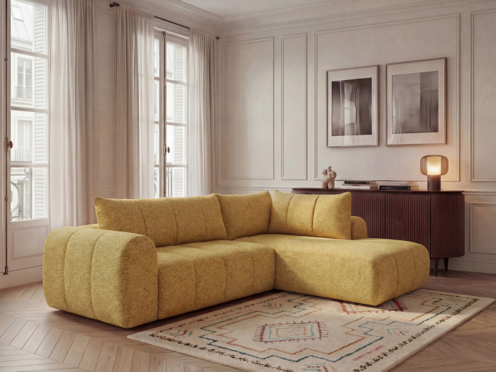 Canapé d'angle L fixe NESTY tissu chiné