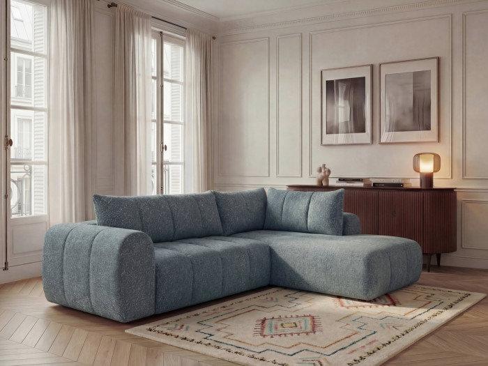 Canapé d'angle L fixe NESTY tissu chiné