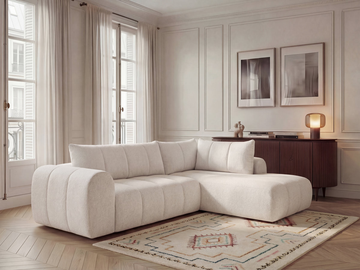 Canapé d'angle L NESTY chiné beige