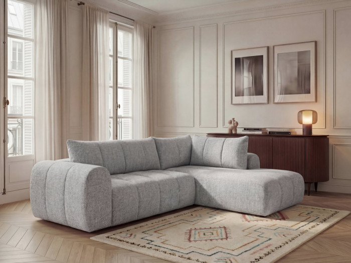 Canapé d'angle L fixe NESTY tissu chiné