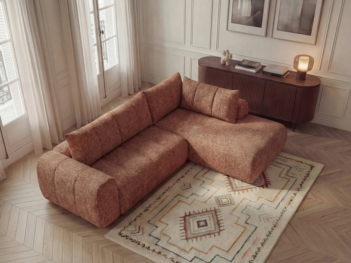 Canapé d'angle L NESTY chiné orange — vue 5